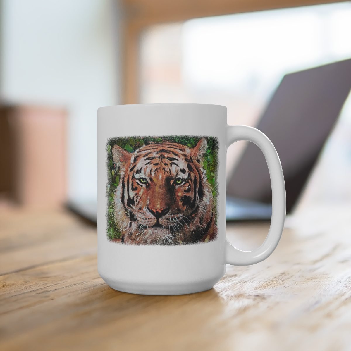 Tiger by Ron DiCianni – 11oz and 15oz White Mugs (Rough Edge Version)