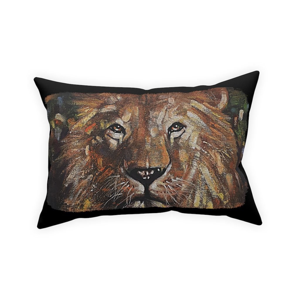 Lion by Ron DiCianni – Black Broadcloth Pillow