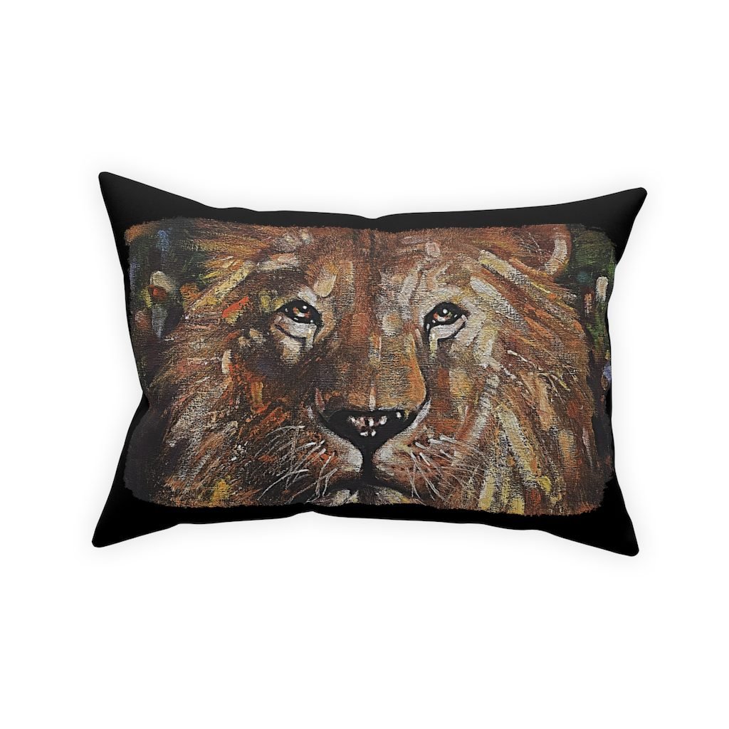 Lion by Ron DiCianni – Black Broadcloth Pillow