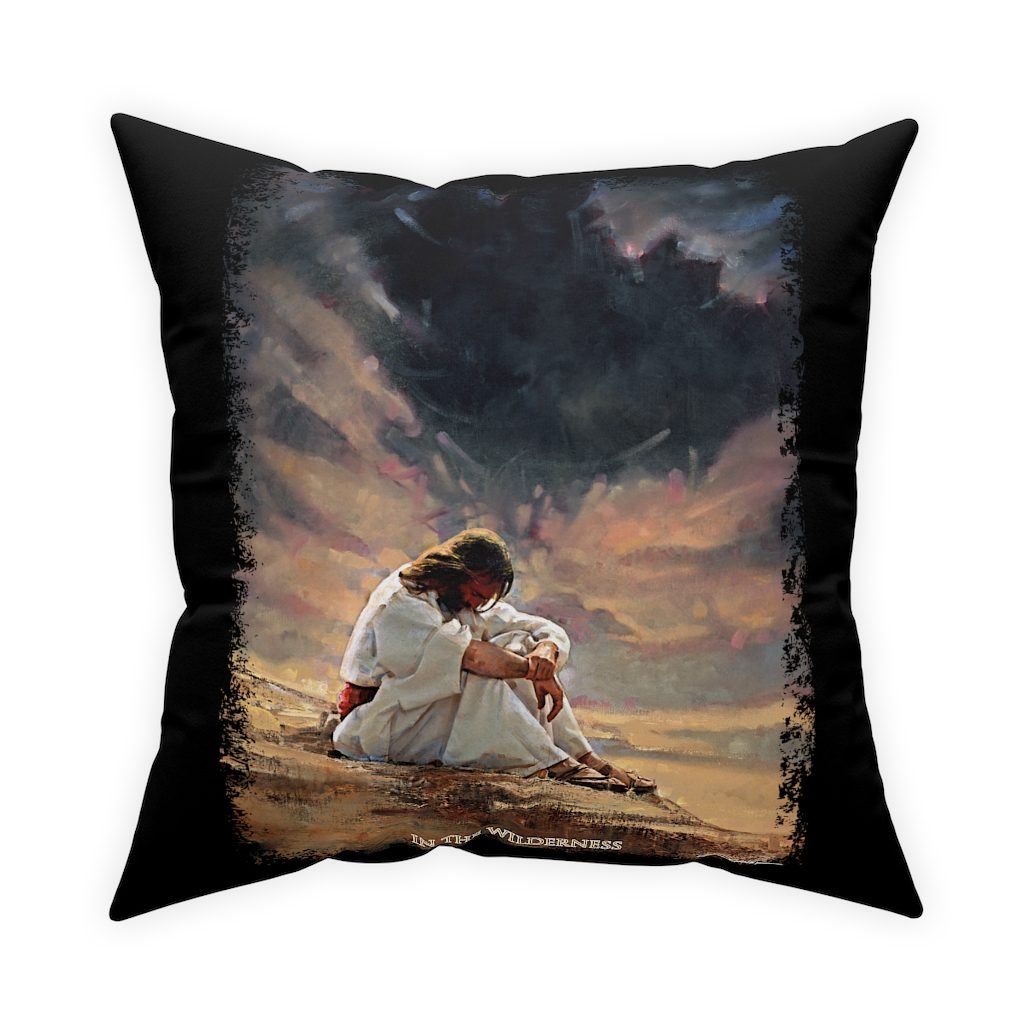 In The Wilderness by Ron DiCianni – Black Broadcloth Pillow