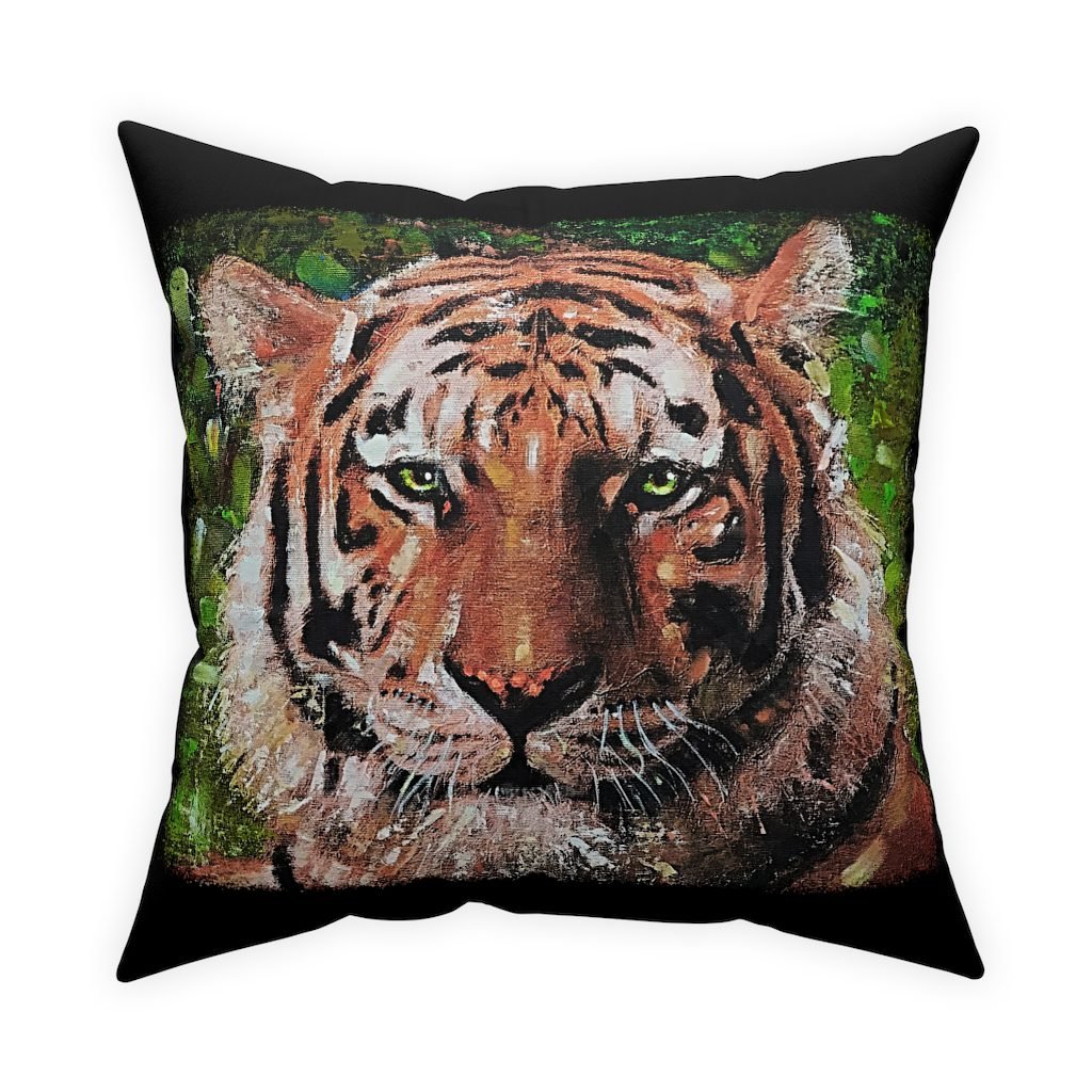 Tiger by Ron DiCianni – Black Broadcloth Pillow