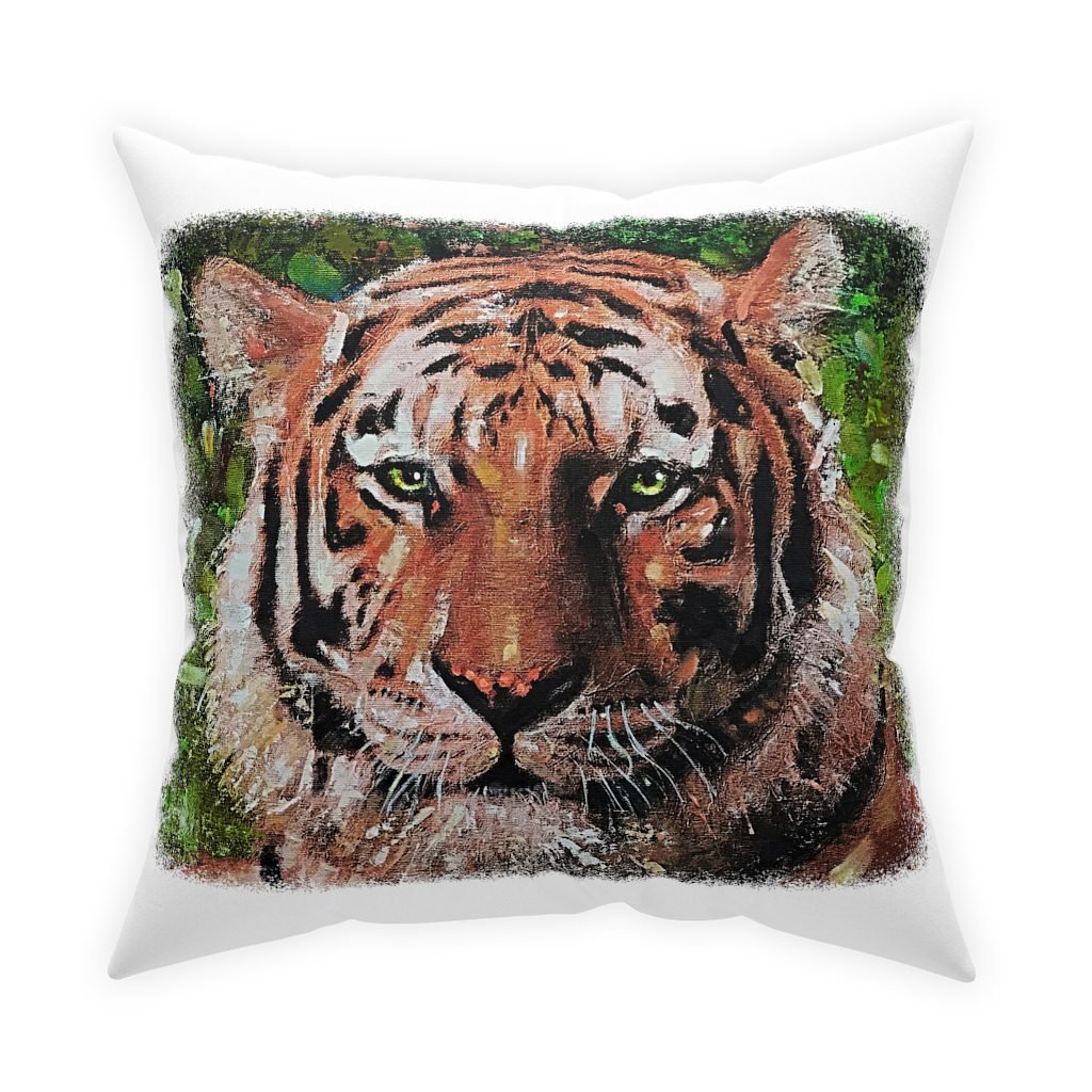 Tiger by Ron DiCianni – White Broadcloth Pillow