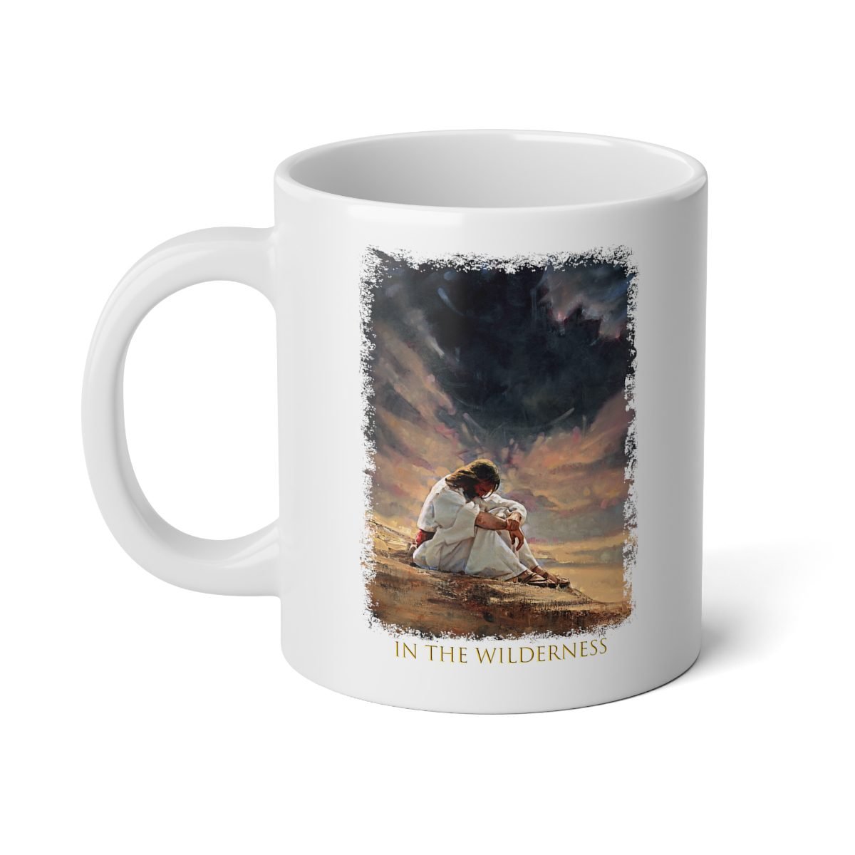 In The Wilderness by Ron DiCianni – 20oz White Mug (Rough Edge Version)