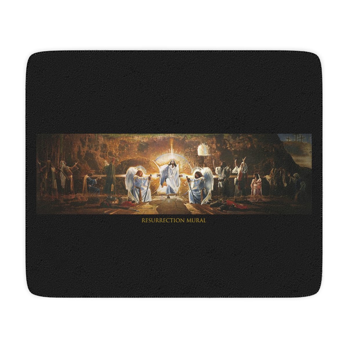 Resurrection Mural by Ron DiCianni – Black/Tan Sherpa Blanket