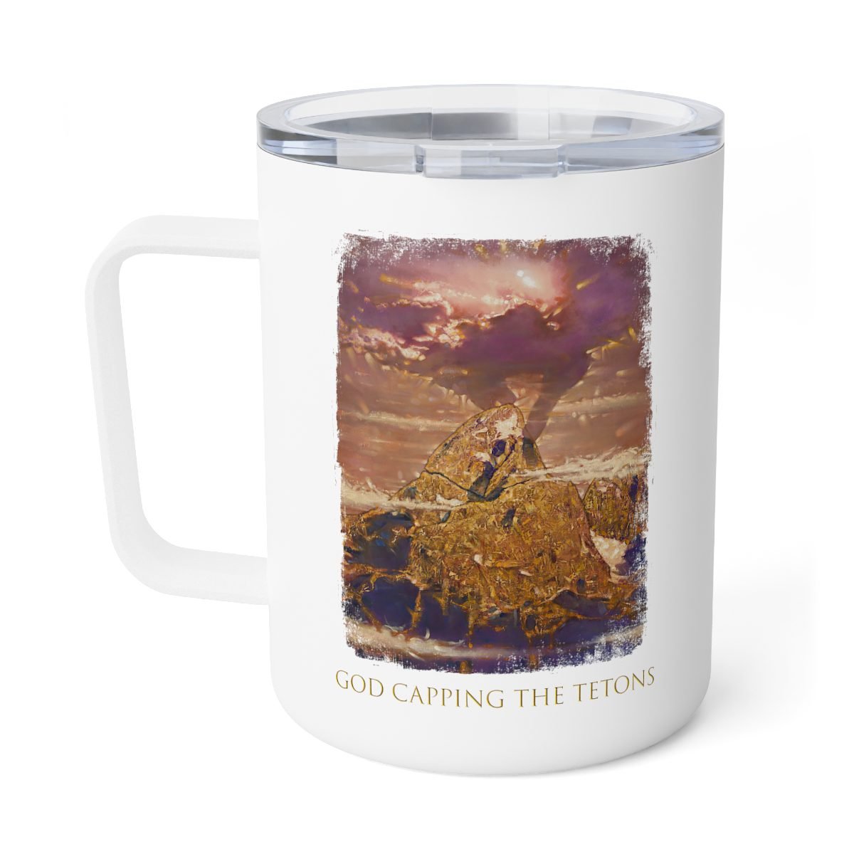 God Capping The Tetons by Ron DiCianni – Insulated 10oz Coffee Mug (Rough Edge Version)