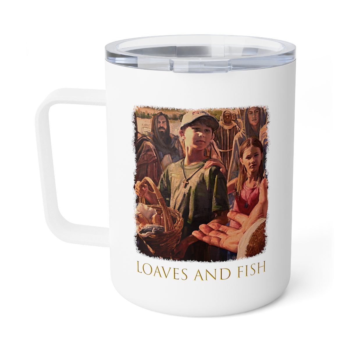 Loaves and Fish by Ron DiCianni – Insulated 10oz Coffee Mug (Rough Edge Version)